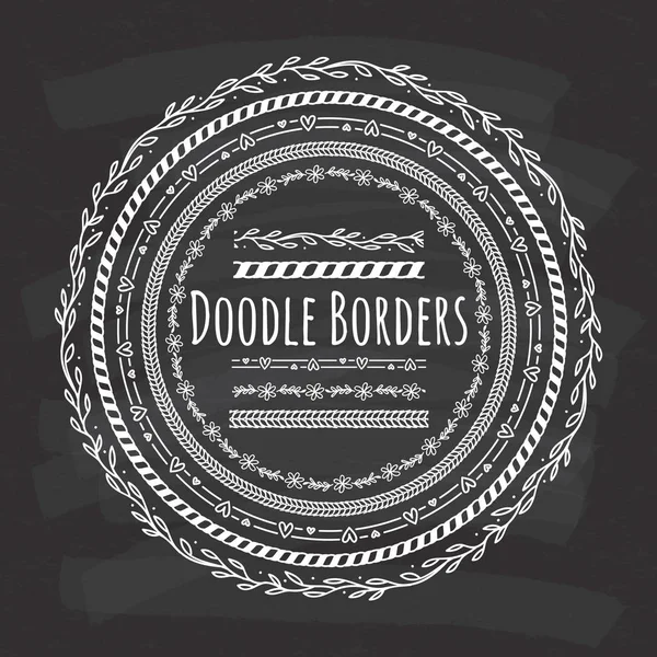 Conjunto de fronteira doodle — Vetor de Stock