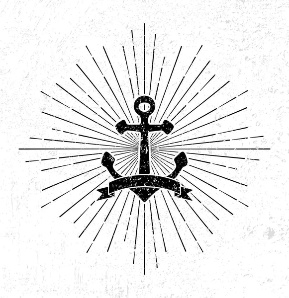 Vintage anker symbool met scroll — Stockvector