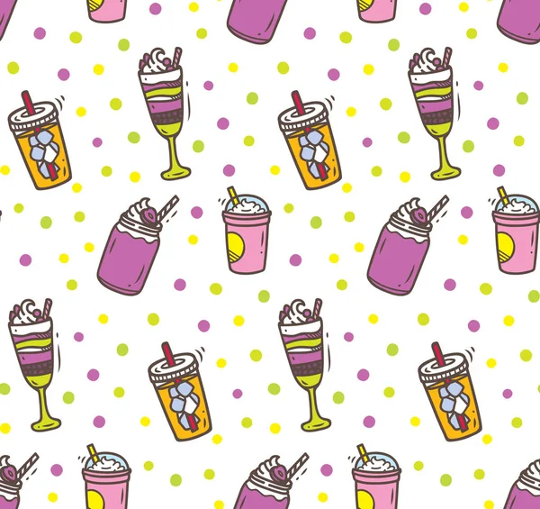 Bebidas doodle background —  Vetores de Stock