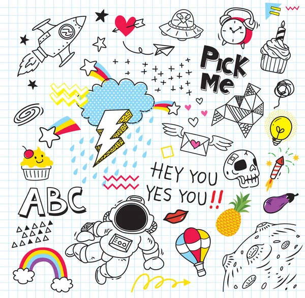 Conjunto de doodle colorido —  Vetores de Stock