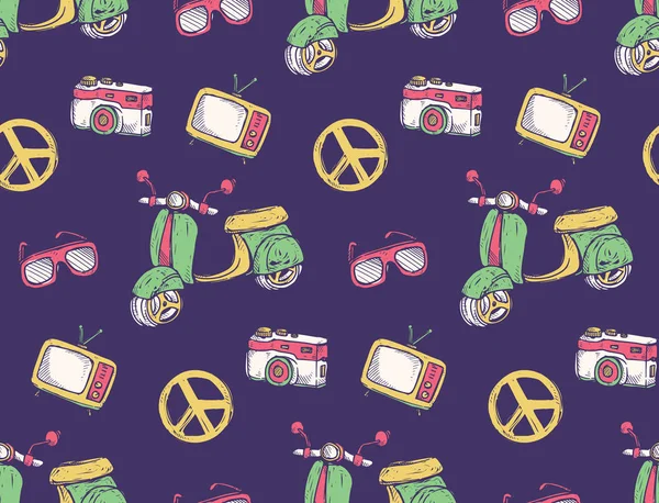 Fondo tema vintage con scooter — Vector de stock