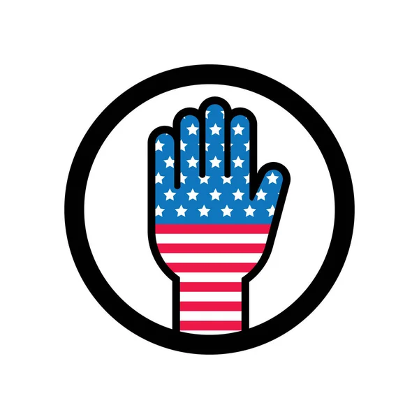 Hand met Amerikaanse vlag — Stockvector