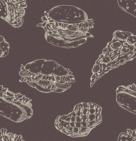 Fast food fond sans couture — Image vectorielle