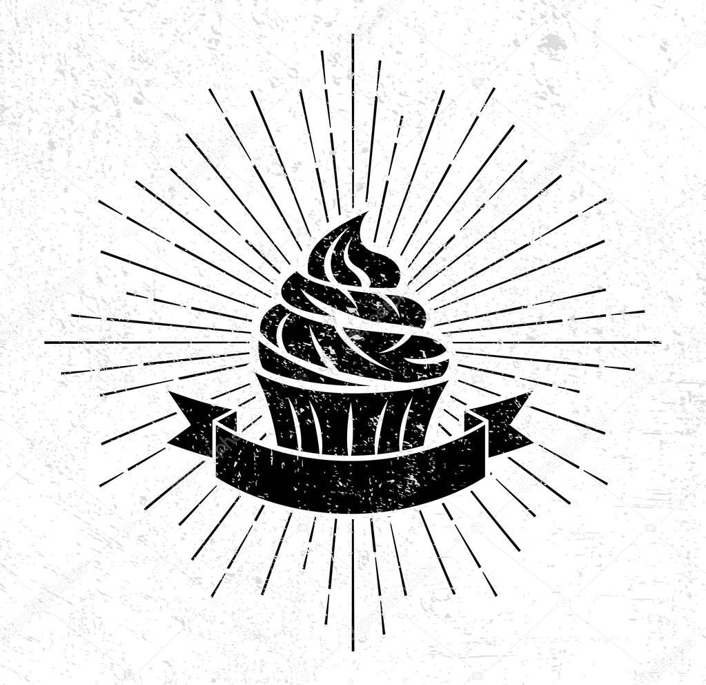 Vintage cupcake logo template