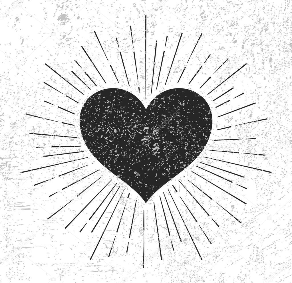 Heart symbol with sunburst 