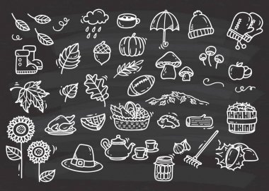 Sevimli sonbahar doodle arka plan