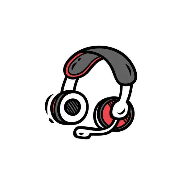 Gaming doodle headset — Stock Vector