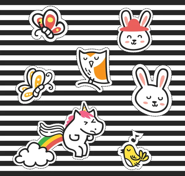 Cute cartoon patch collection — Stock Vector