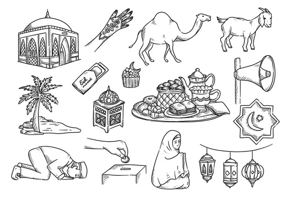 Doodle islamique, adapté pour le Ramadan — Image vectorielle