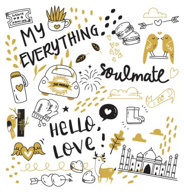 Büyük izole üzerinde beyaz arka plan ayarlayın. şirin doodle