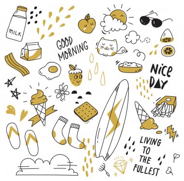 Büyük izole üzerinde beyaz arka plan ayarlayın. şirin doodle