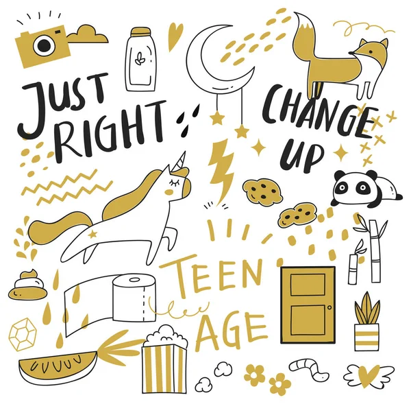 Büyük izole üzerinde beyaz arka plan ayarlayın. şirin doodle