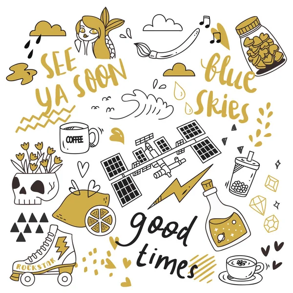 Büyük izole üzerinde beyaz arka plan ayarlayın. şirin doodle