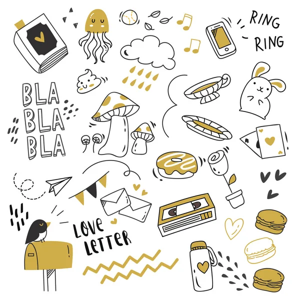 Büyük izole üzerinde beyaz arka plan ayarlayın. şirin doodle