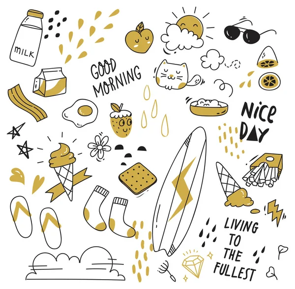 Büyük izole üzerinde beyaz arka plan ayarlayın. şirin doodle