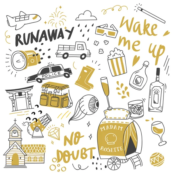 Büyük izole üzerinde beyaz arka plan ayarlayın. şirin doodle