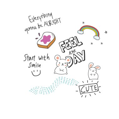  t gömlek tasarım doodle tarzı yamalar ve el tırnak yazılı