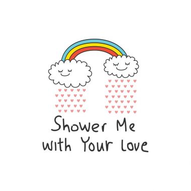 doodle tarzında serin tshirt tasarım. Beni sevginle duş