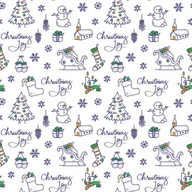 Noel doodle arka plan, vektör çizim 