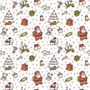  Noel ve yeni yıl arka plan, vektör çizim doodle