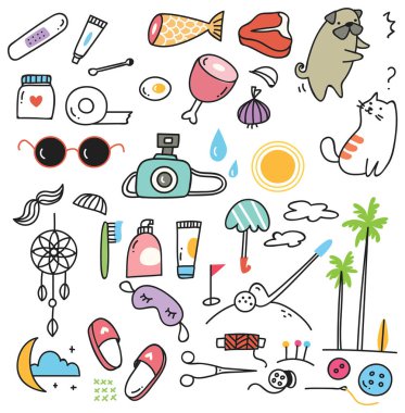 şirin doodle koleksiyonu, vektör çizim