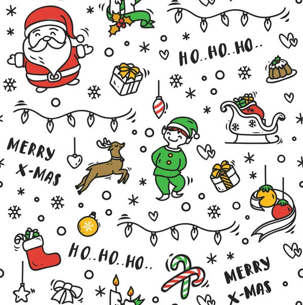 Kerstmis Doodle Achtergrond Vectorillustratie — Stockvector