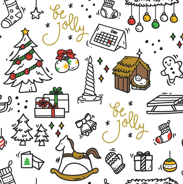 Krásné Vánoce Doodle Pozadí Vektor — Stockový vektor