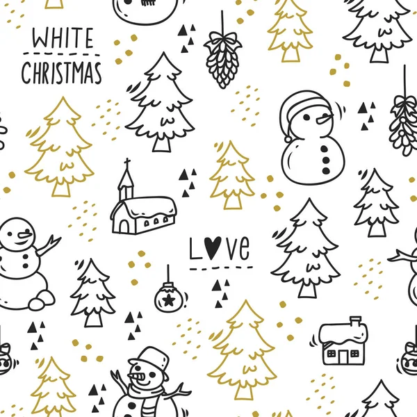 Krásné Vánoce Doodle Pozadí Vektor — Stockový vektor