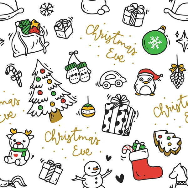 Leuke Kerst Doodle Achtergrond Vector — Stockvector