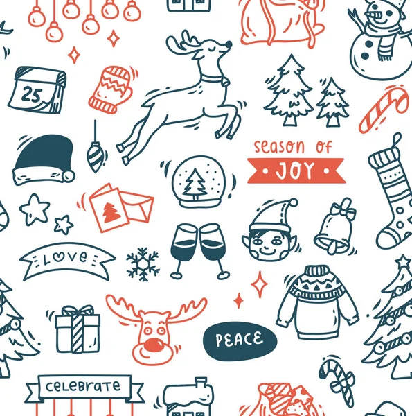 Leuke Kerst Doodle Achtergrond Vector — Stockvector