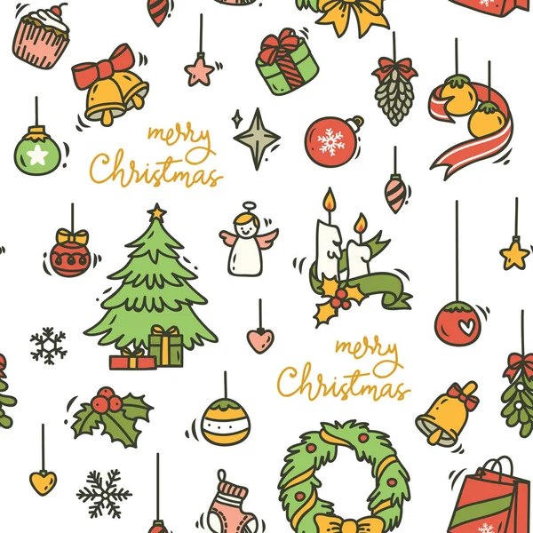 Kerstmis Doodle Achtergrond Vectorillustratie — Stockvector