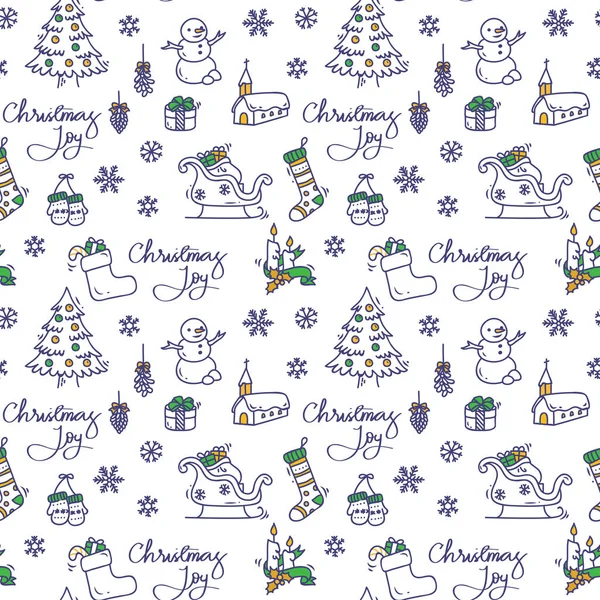 Christmas Doodle Background Vector Illustration — Stock Vector