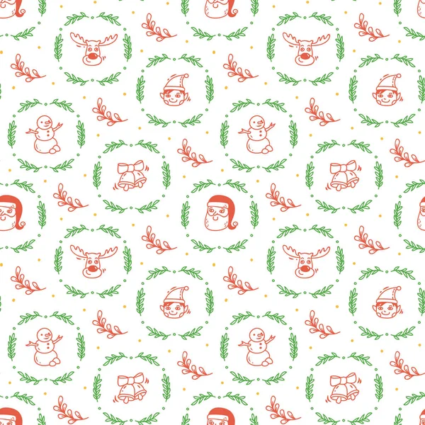 Natal Ano Novo Doodle Fundo Ilustração Vetorial — Vetor de Stock