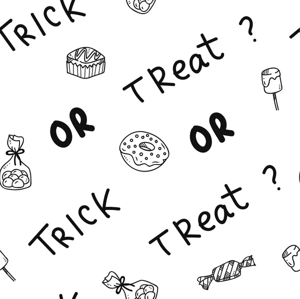 Niedlichen Bonbons Doodle Hintergrund Vektorillustration Halloween — Stockvektor