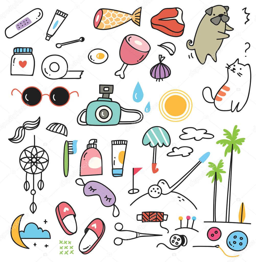 cute doodle collection, vector illustration