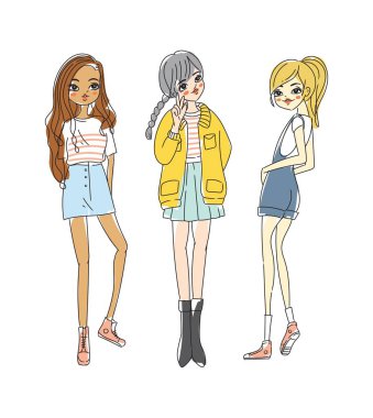 ayarlayın. moda modelleri. Vektör çizim