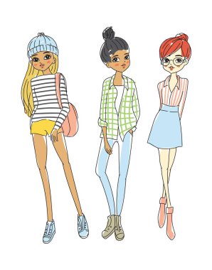 ayarlayın. moda modelleri. Vektör çizim