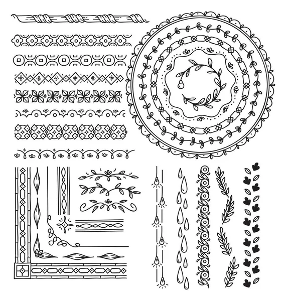 Scarabocchiare Bordo Astratto Disegnato Mano Elementi Decorativi Del Bordo — Vettoriale Stock