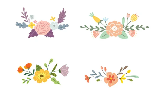 Divisor Floral Ilustración Vectorial Blanco — Vector de stock