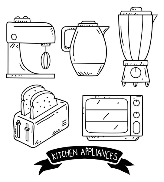 厨房用具 涂鸦风格 矢量插图 — 图库矢量图片