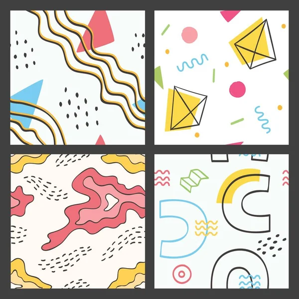 Memphis Doodle Set Vecteur Fond Sans Couture — Image vectorielle