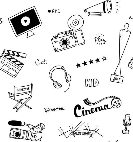 Film Doodle Achtergrond Vectorillustratie — Stockvector