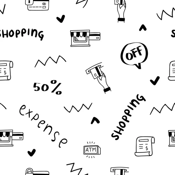 Thème Shopping Motif Sans Couture Vecteur — Image vectorielle
