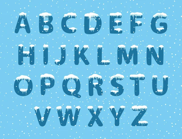 Набор Алфавита Снегом — стоковый вектор