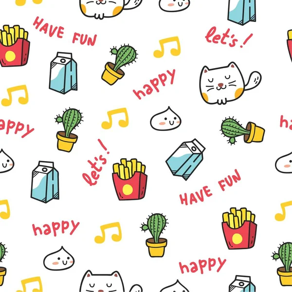 Super Lindo Doodle Fondo Sin Costuras Vector — Archivo Imágenes Vectoriales