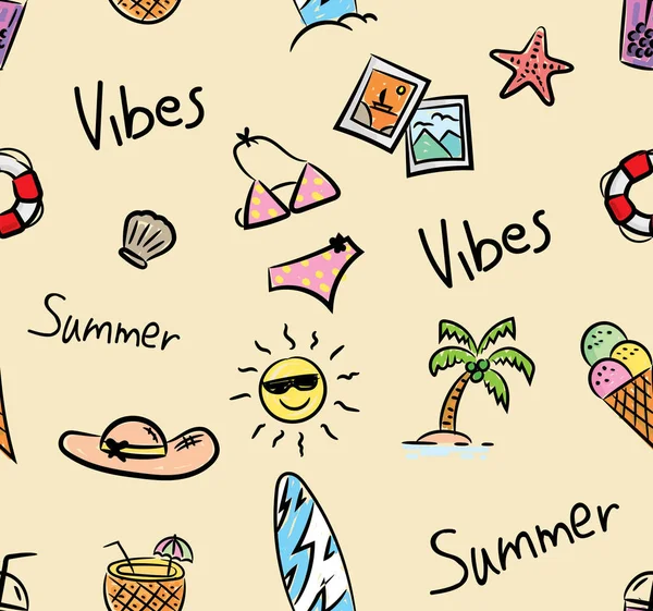 Verão Doodle Fundo Ilustração Vetorial — Vetor de Stock