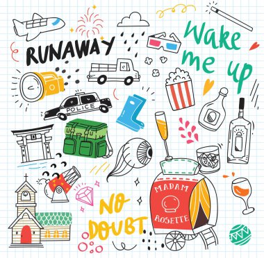 Kağıt arka plan, vektör çizim üzerinde renkli karalamalar kümesi