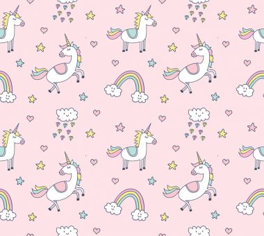 Şirin tek boynuzlu atlar sorunsuz arka plan, vektör