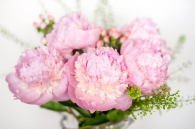 Pembe peonies kompozisyon