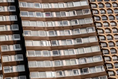 Soyut yapı arka plan, konut bina cephe görünümü.